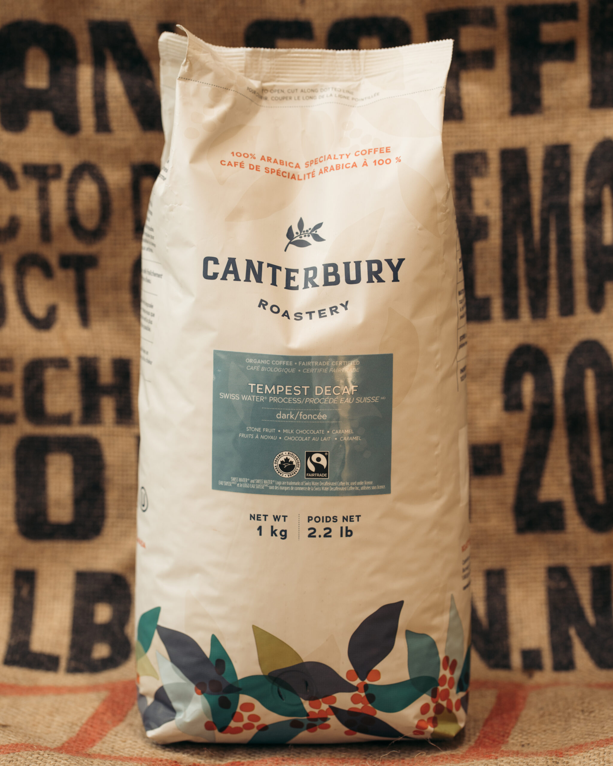 Canterbury Roastery Swiss Water Process decaf Fairtrade Organic dark roast coffee